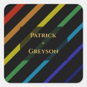 Gay Men Wedding Elegant Rainbow スクエアシール (正面)