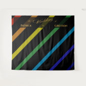 Gay Men Wedding Elegant Rainbow タペストリー (正面(横))