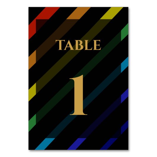 Gay Men Wedding Elegant Rainbow テーブルナンバー (正面)