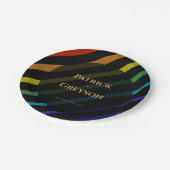 Gay Men Wedding Elegant Rainbow ペーパープレート (アングル)