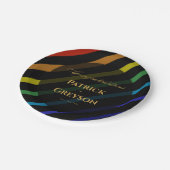 Gay Men Wedding Elegant Rainbow ペーパープレート (アングル)