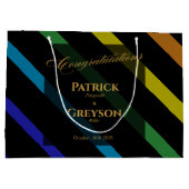 Gay Men Wedding Elegant Rainbow ラージペーパーバッグ (裏面)