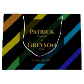 Gay Men Wedding Elegant Rainbow ラージペーパーバッグ (正面)