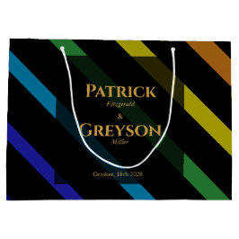 Gay Men Wedding Elegant Rainbow ラージペーパーバッグ