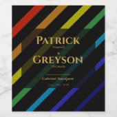 Gay Men Wedding Elegant Rainbow ワインラベル (シングルラベル)