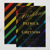 Gay Men Wedding Elegant Rainbow 招待状 (正面/裏面)