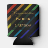 Gay Men Wedding Elegant Rainbow 缶クーラー (裏面)