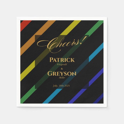 Gay Men Wedding Elegant Rainbow Cocktail スタンダードカクテルナプキン (正面)