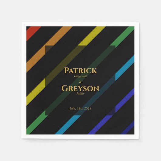 Gay Men Wedding Elegant Rainbow Cocktail スタンダードカクテルナプキン (正面)