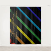 Gay Men Wedding Elegant Rainbow Congratulations タペストリー (正面)