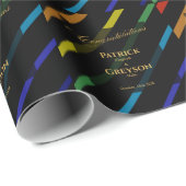 Gay Men Wedding Elegant Rainbow Congratulations ラッピングペーパー (ロールコーナー)