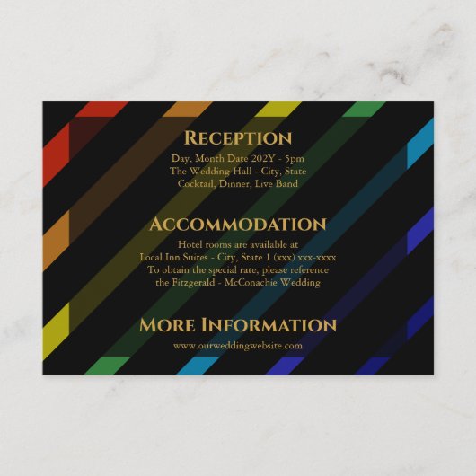 Gay Men Wedding Elegant Rainbow Enclosure Card エンクロージャーカード (正面)