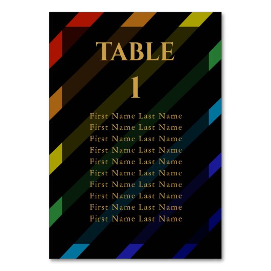 Gay Men Wedding Elegant Rainbow Name テーブルナンバー (正面)