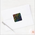 Gay Men Wedding Elegant Rainbow Personalized スクエアシール<br><div class="desc">Celebrate your love with the Gay Men Wedding Elegant Rainbow collection — a complete suite of coordinating stationery and accessories designed for two grooms. Bold diagonal Progress Pride stripes on sophisticated black, with gold typography throughout. Every piece in this suite is fully customizable with your names, date, and wedding details....</div>