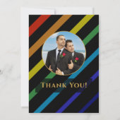 Gay Men Wedding Elegant Rainbow Photo サンキューカード (裏面)