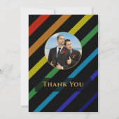 Gay Men Wedding Elegant Rainbow Photo サンキューカード (裏面)