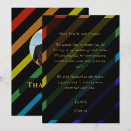 Gay Men Wedding Elegant Rainbow Photo サンキューカード