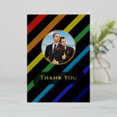 Gay Men Wedding Elegant Rainbow Photo Gold 箔シーズンカード (立ち正面)