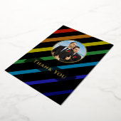 Gay Men Wedding Elegant Rainbow Photo Gold 箔シーズンカード (回転した状態)