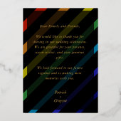 Gay Men Wedding Elegant Rainbow Photo Gold 箔シーズンカード (裏面)