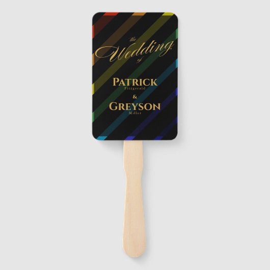 Gay Men Wedding Elegant Rainbow Program ハンドファン (裏面)