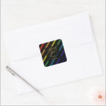 Gay Men Wedding Elegant Rainbow Thank You スクエアシール<br><div class="desc">Celebrate your love with the Gay Men Wedding Elegant Rainbow collection — a complete suite of coordinating stationery and accessories designed for two grooms. Bold diagonal Progress Pride stripes on sophisticated black, with gold typography throughout. Every piece in this suite is fully customizable with your names, date, and wedding details....</div>