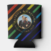 Gay Men Wedding Photo Elegant Rainbow 缶クーラー (裏面)