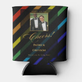 Gay Men Wedding Photo Elegant Rainbow 缶クーラー (正面)