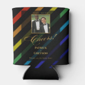 Gay Men Wedding Photo Elegant Rainbow 缶クーラー (裏面)