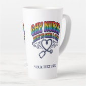 Gay Nurse Rainbow Pride Personalized Gift カフェラテマグ (右アングル)