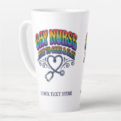 Gay Nurse Rainbow Pride Personalized Gift カフェラテマグ (左アングル)