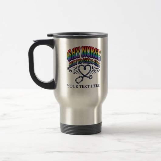 Gay Nurse Rainbow Pride Personalized Gift トラベルマグ (左)