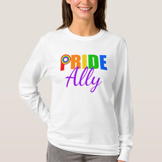 Gay Pride Ally LGBTQ Rainbow Alliance Tシャツ (正面)
