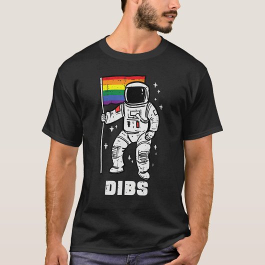 Gay Pride Astronaut Rainbow Flag Lgbtq Space Men W Tシャツ (正面)