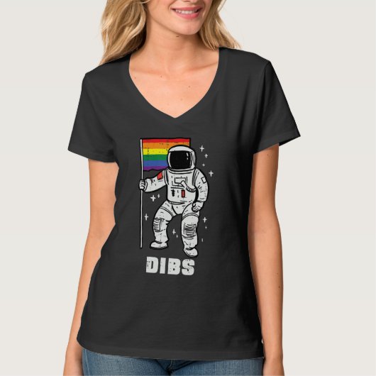 Gay Pride Astronaut Rainbow Flag Lgbtq Space Men W Tシャツ (正面)