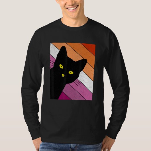 Gay Pride Cat Lesbian Rainbow Flag LGBTQ Cat Mom C Tシャツ (正面)