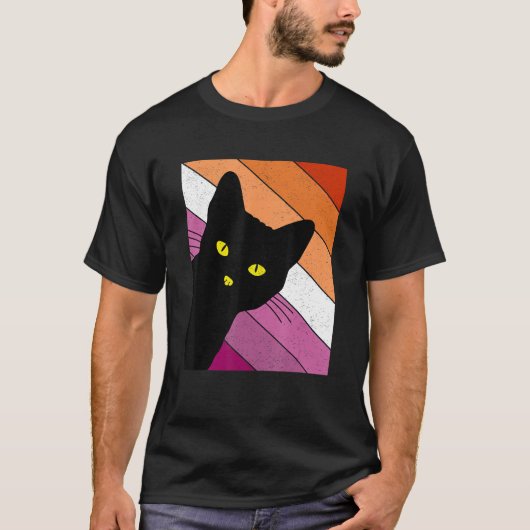 Gay Pride Cat Lesbian Rainbow Flag LGBTQ Cat Mom C Tシャツ (正面)