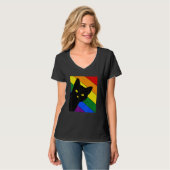 Gay Pride Cat LGBT Rainbow Flag LGBTQ Cat Mom Cat  Tシャツ (正面フル)
