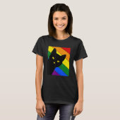 Gay Pride Cat LGBT Rainbow Flag LGBTQ Cat Mom Cat Tシャツ (正面フル)
