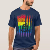 Gay pride flag with Gadsden Flag Snake Tシャツ (正面)