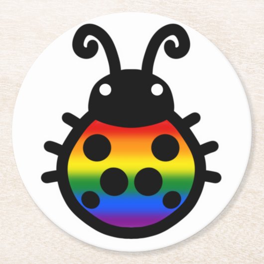 Gay Pride Ladybug Coaster ラウンドペーパーコースター (正面)
