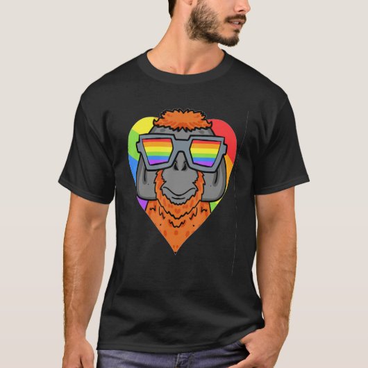 Gay Pride LGBT Rainbow -Urangutan Monkey - LGBT He Tシャツ (正面)