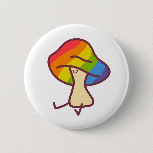 Gay Pride Mushroom Pin 缶バッジ (正面)