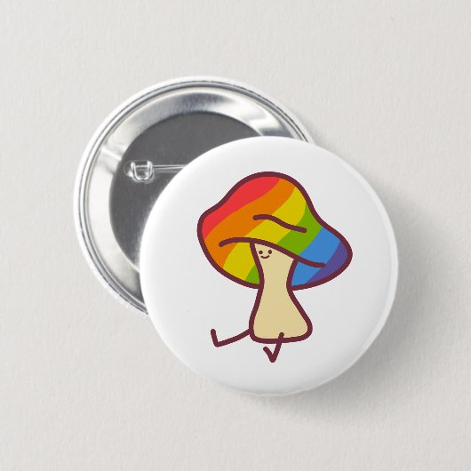 Gay Pride Mushroom Pin 缶バッジ (正面&裏面)