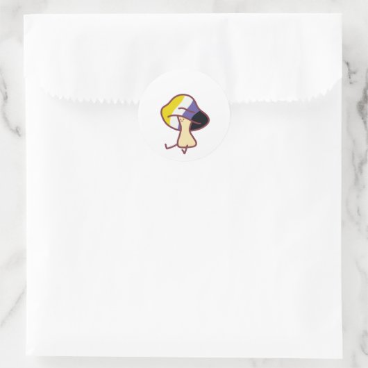 Gay Pride Non-Binary Mushroom Sticker ラウンドシール (バッグ)