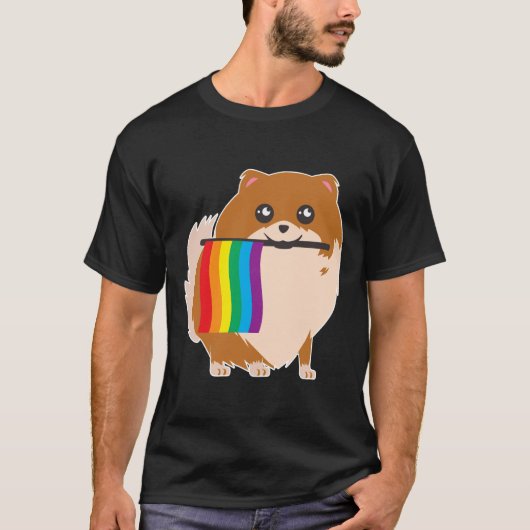 Gay Pride Pomeranian Tシャツ (正面)