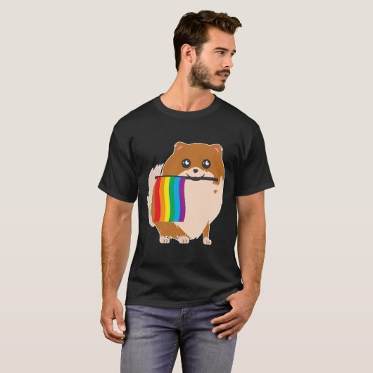 Gay Pride Pomeranian Tシャツ (正面フル)
