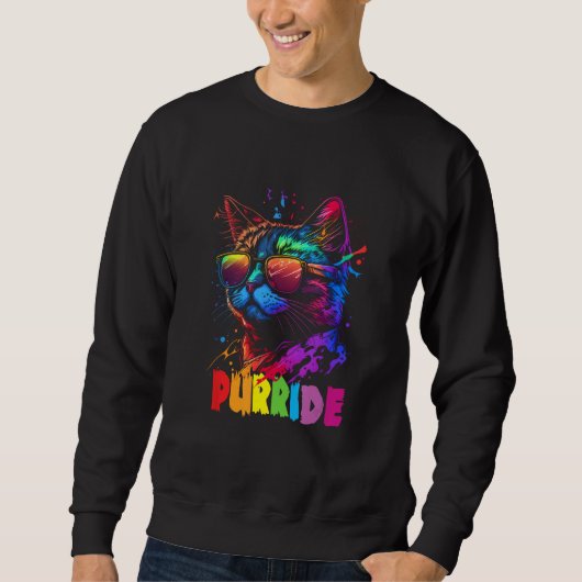 Gay Pride Purride  Cat LGBT Pride Month Equality スウェットシャツ (正面)