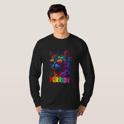 Gay Pride Purride  Cat LGBT Pride Month Equality Tシャツ (正面フル)