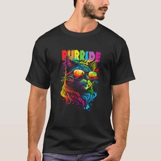 Gay Pride Purride  Cat LGBT Pride Month Equality Tシャツ (正面)